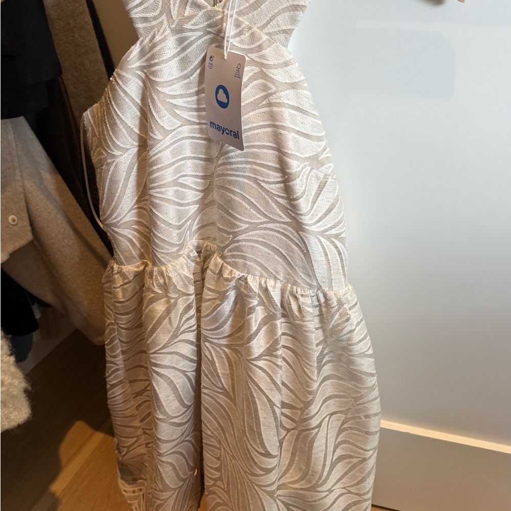 Mayoral Cream Textured Wave Party Dress for Girls